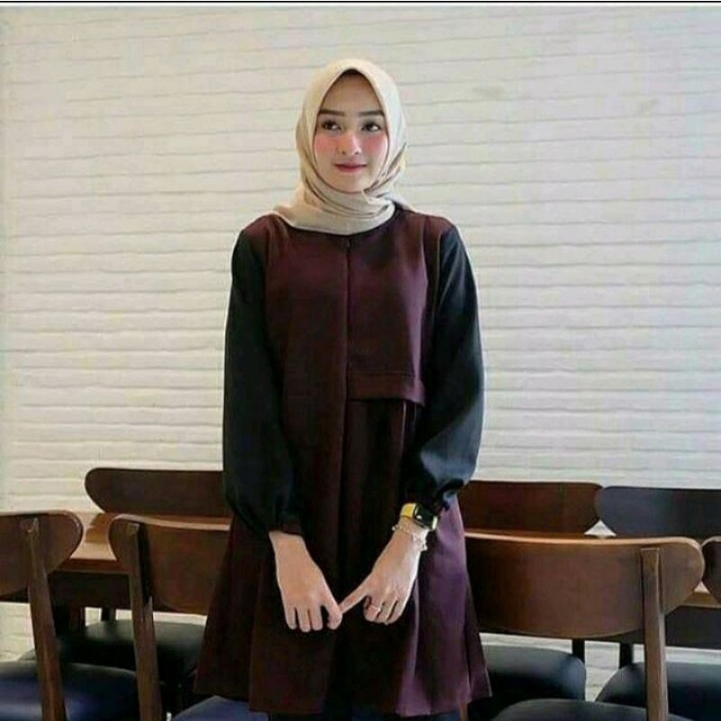 Tunik wanita terbaru 2021 kekinian murah polos remaja dewasa atasan arista tunik busui
