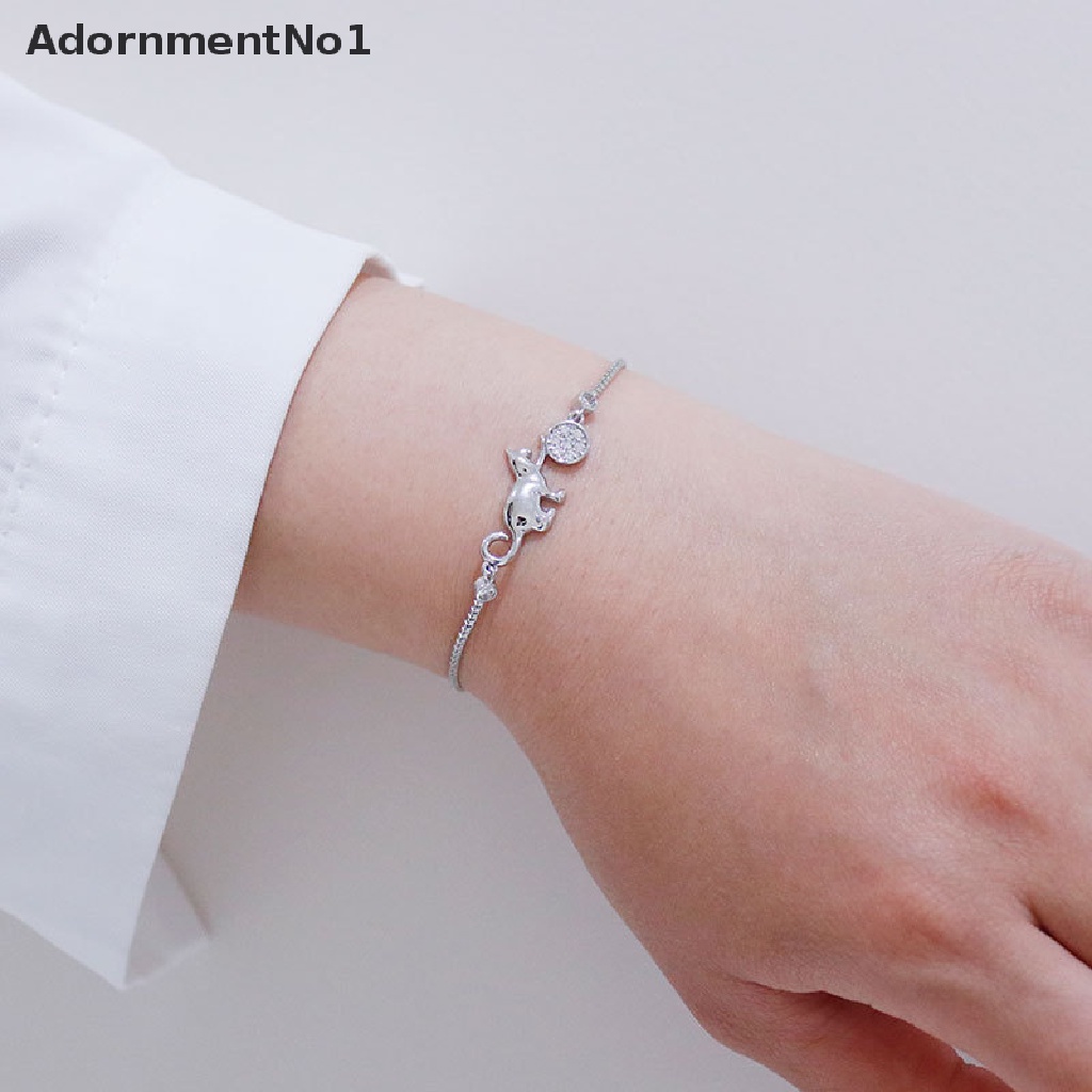 (AdornmentNo1) Gelang Rantai Dengan Charm Bola Kristal Zirkonia Kubik Untuk Wanita