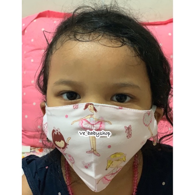 Masker kain ANAK earloop 2 lapis motif random