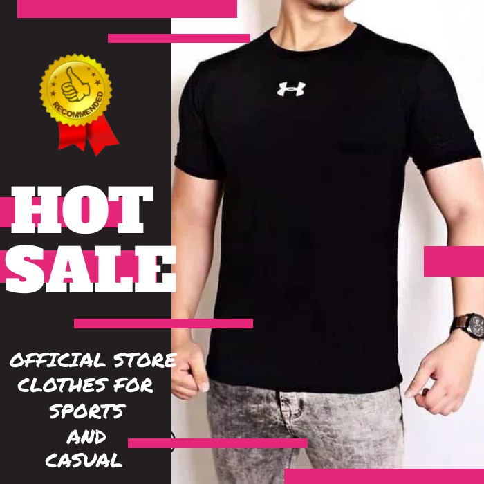 KAOS PRIA SPORT GYM LOGO UNDERAMOUR' BAJU FITNES COWOK TSHIRT MAN FT093