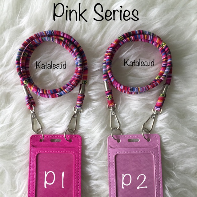 

Id Card Holder Tali Tenun / Lanyard Tenun - Pink