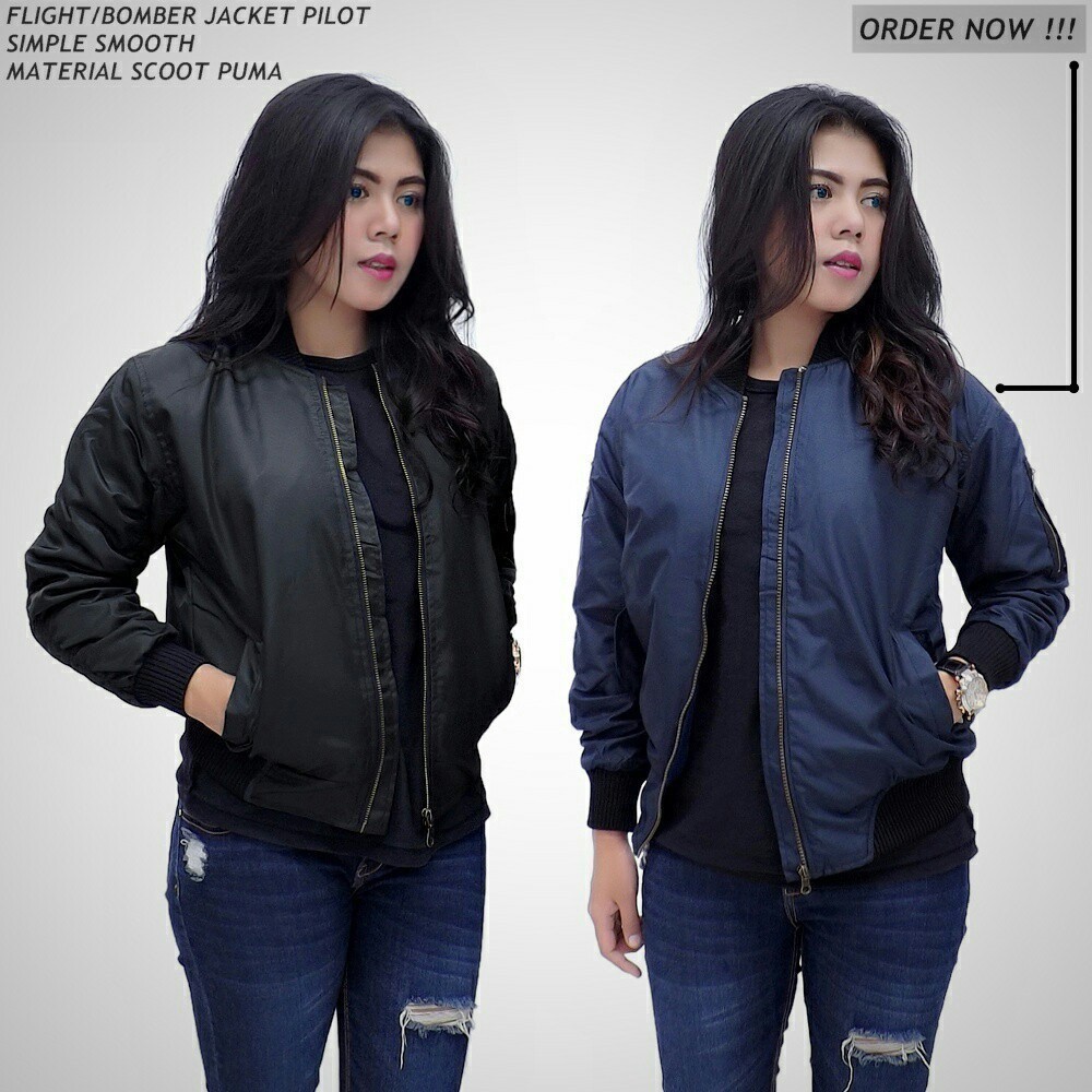 Jaket Bomber Polos Cewe / Jaket Pilot Wanita Taslan JN Waterproof / Jaket Motor Cewek Bikers Outdoor