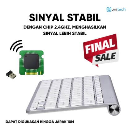 Keyboard Plus Mouse Wireless Unitech UC1 Slim Super Silent Desain Ultrathin Elegan