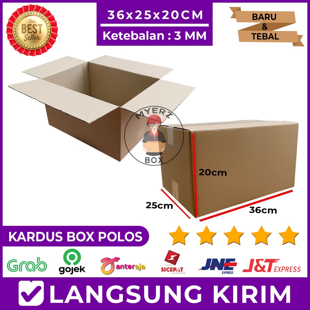 Kardus Karton Box Polos Packing 36x25x20 Cm, Tebal