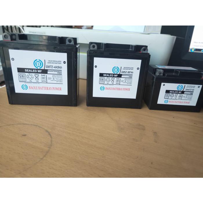 Aki Motor Merk Baole Batteray Power Type GM7Z/4A9AH 12 Volt 9 Ampere