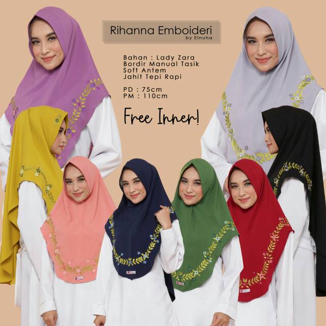 Khimar Rihanna Embroidery by jilbab elnuha