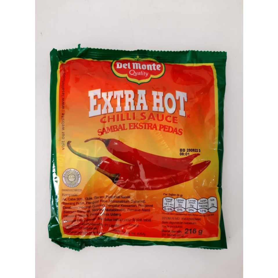 

Del Monte Extra Hot Chilli Sauce / Saus Sambal 192g