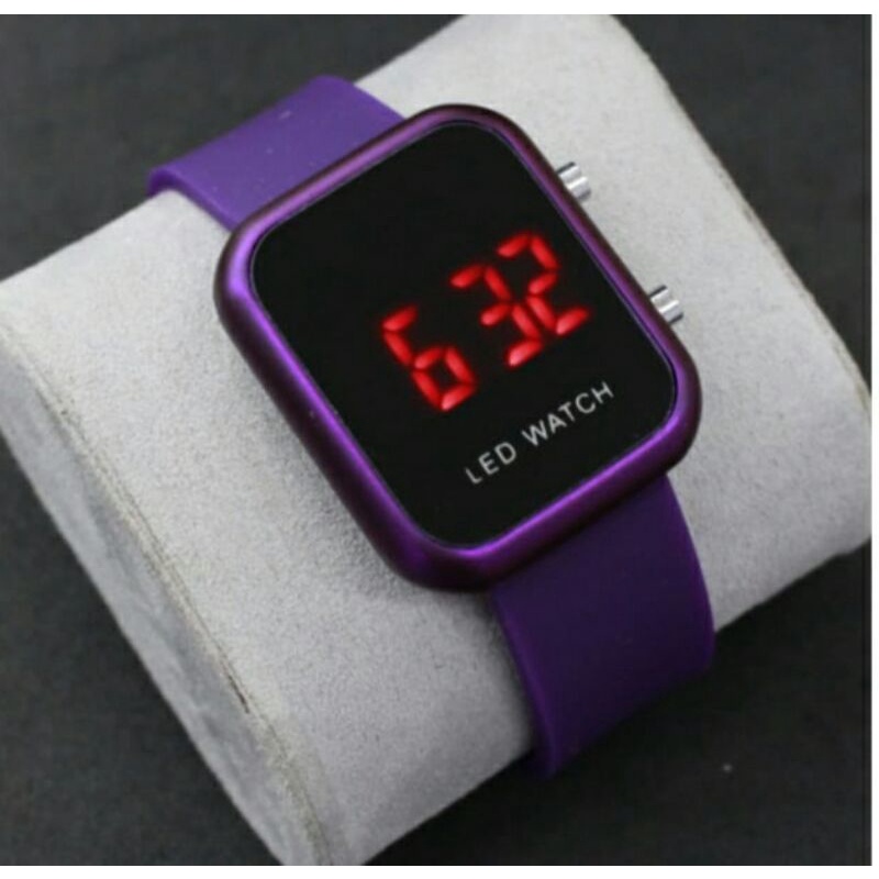 jam tangan LED Digital wanita jam tangan digital LED watch / jam tangan kekinian LED Digital / jam led karakter-Ungu