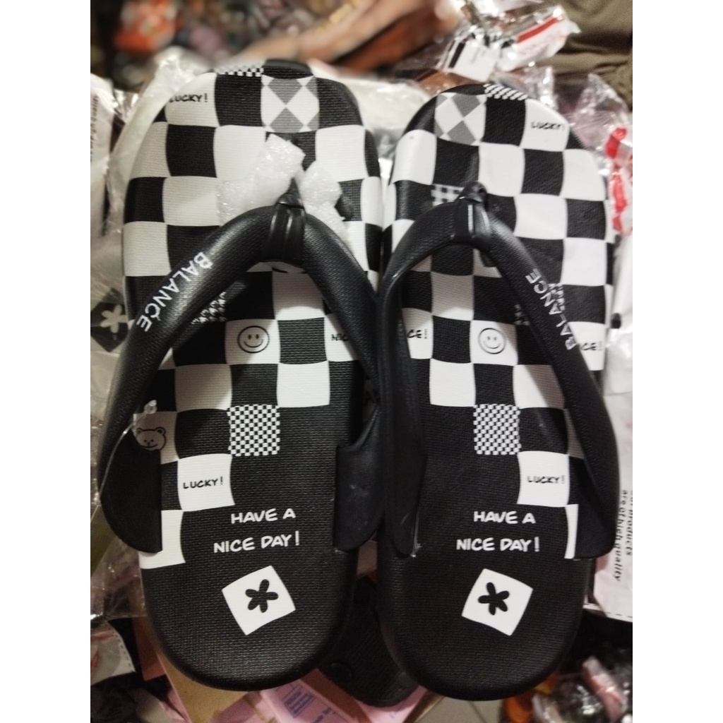 Sandal Jepit Wanita Karet Jelly Motif Catur 3130 size 37-40 sandal perempuan design terbaru