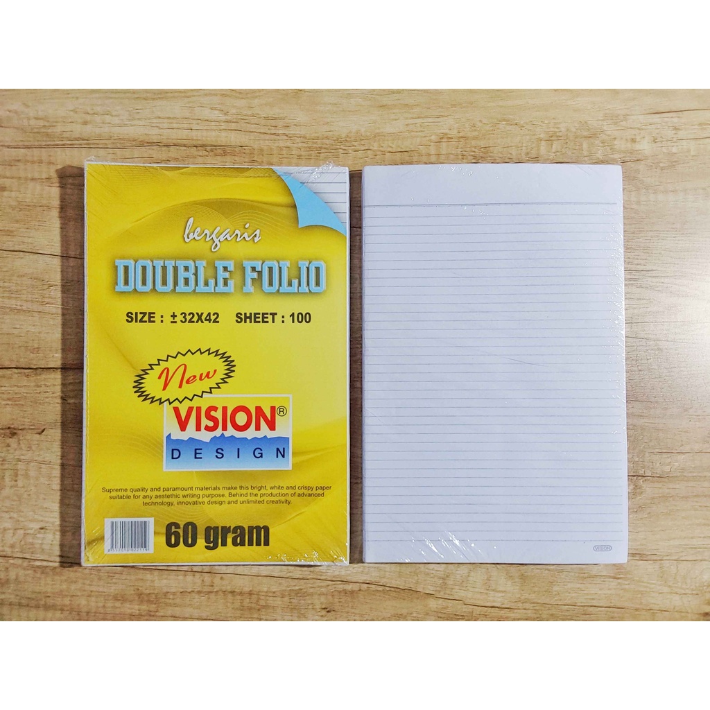 

(PAK) Kertas Double Folio Bergaris Vision / Double Folio vision 100 Lembar / Double Folio