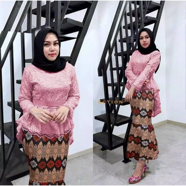 SB Collection Stelan Kebaya Zuia Blouse Brukat Pita Dan Rok Duyung Maxi Jumbo Batik Wanita