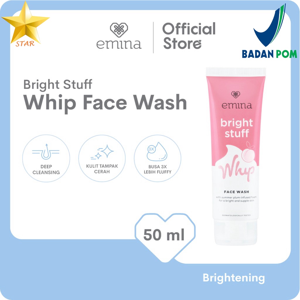 AS Emina Bright Stuff Whip Face Wash Sabun Muka 50 ML