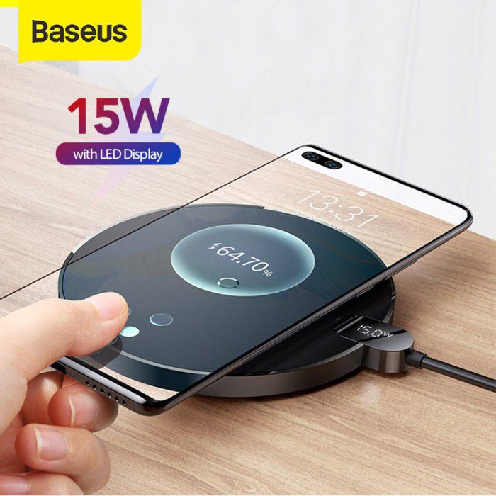 Baseus Digital LED Display Wireless Charging 15W - Garansi Resmi 6 Bulan