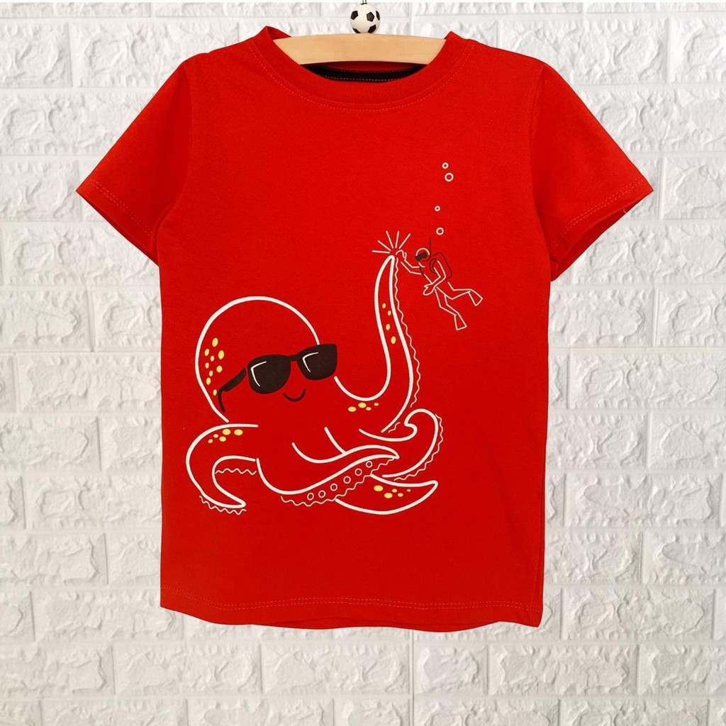  Kaos  Anak Cowok Smilee Murah  Merah Octopus Shopee  Indonesia