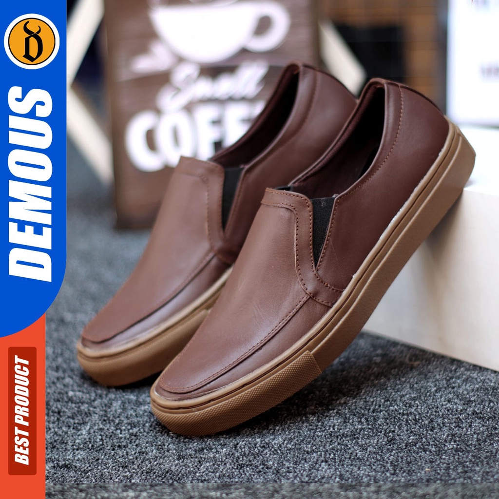 DEMOUS Videl - Sepatu Slip On Casual Pria Kulit Asli