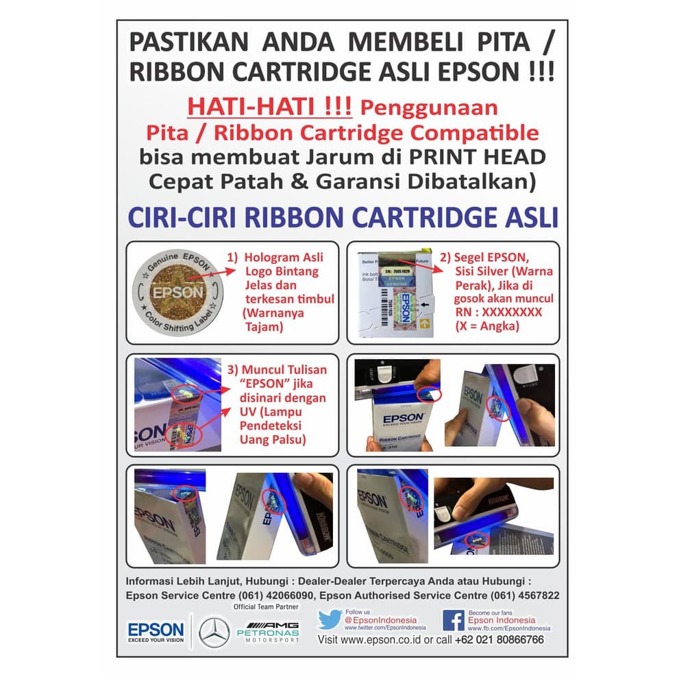 Ribbon Catridge pita epson printer kasir Epson ERC38 100% original TMU220