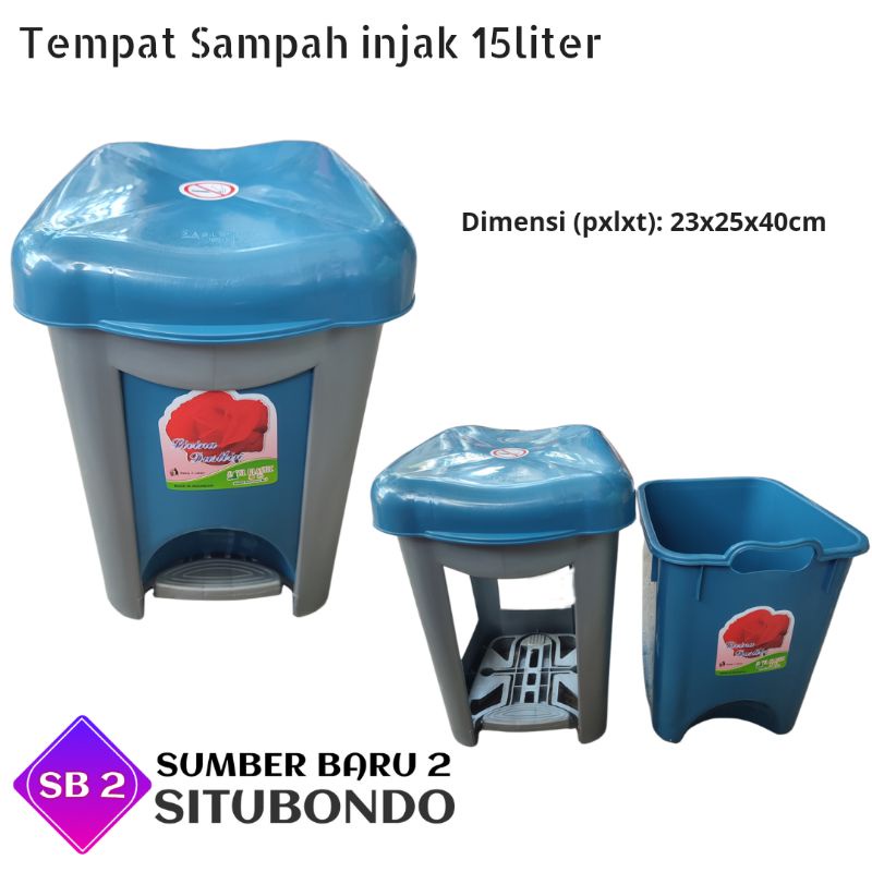 Tempat Sampah Injak 15 Liter Silver