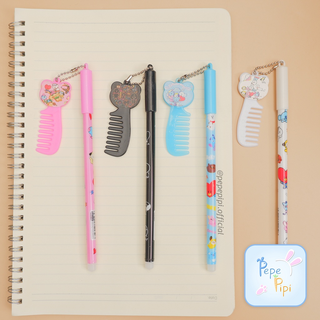 Pena Gel Sisir BT Boy Band Korea FAMILY Pen Bolpen Pulpen Gelpen Campur Karakter Army Korea