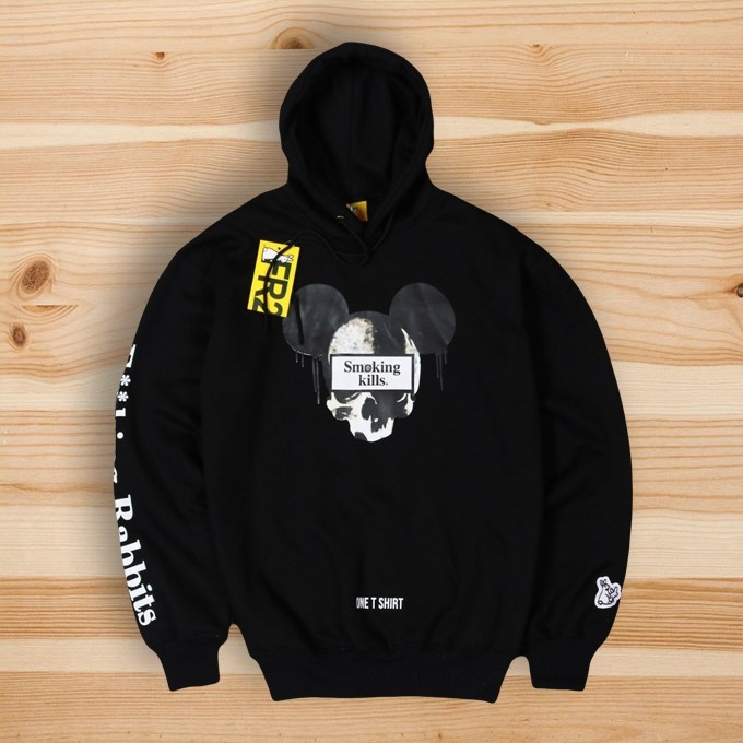 Jaket Sweater Hoodie Fuckin Rabbit Fr2 Smoking Kills Mickey Mouse Dead Black Authentic Original Shopee Indonesia
