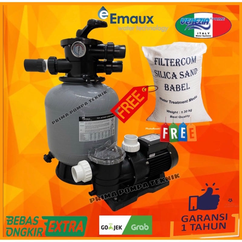 Pompa Air Kolam Renang 1 hp Paket pompa Kolam Renang + sand Emaux V350