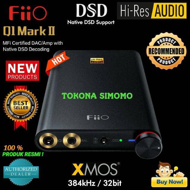 FiiO Q1 Mark II Portable DAC dan Amplifier Headphone - Hitam