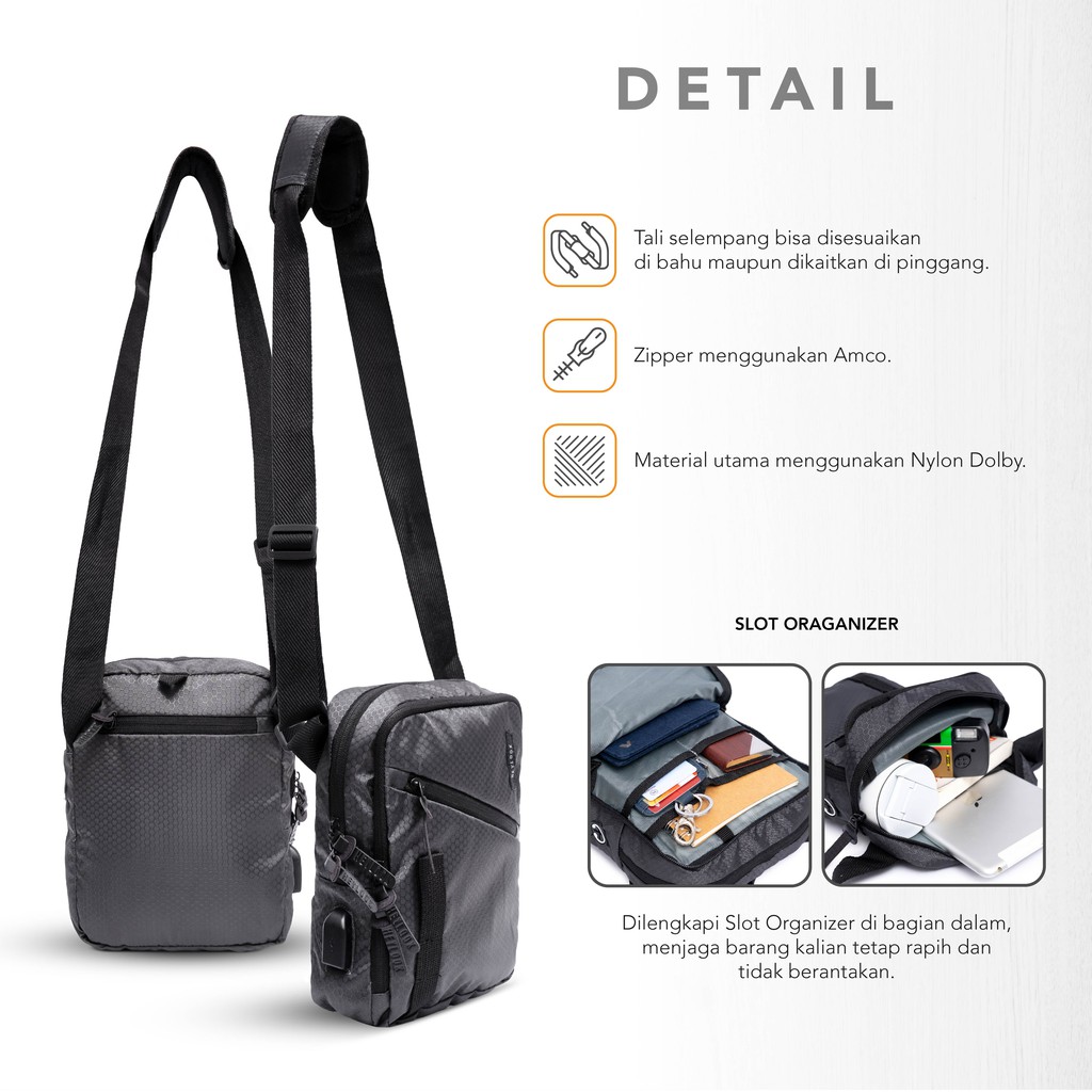 HEYLOOK Project - (Free Cable Usb) Tas Selempang Pria Sling Bag Outdoor SAVERRO Waist Bag Pria Distro Original