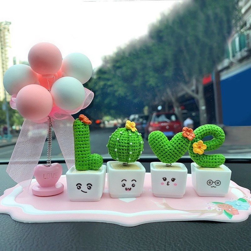 Ornamen Pot Tanaman Kaktus Mini Bahan Resin Untuk Dekorasi Mobil