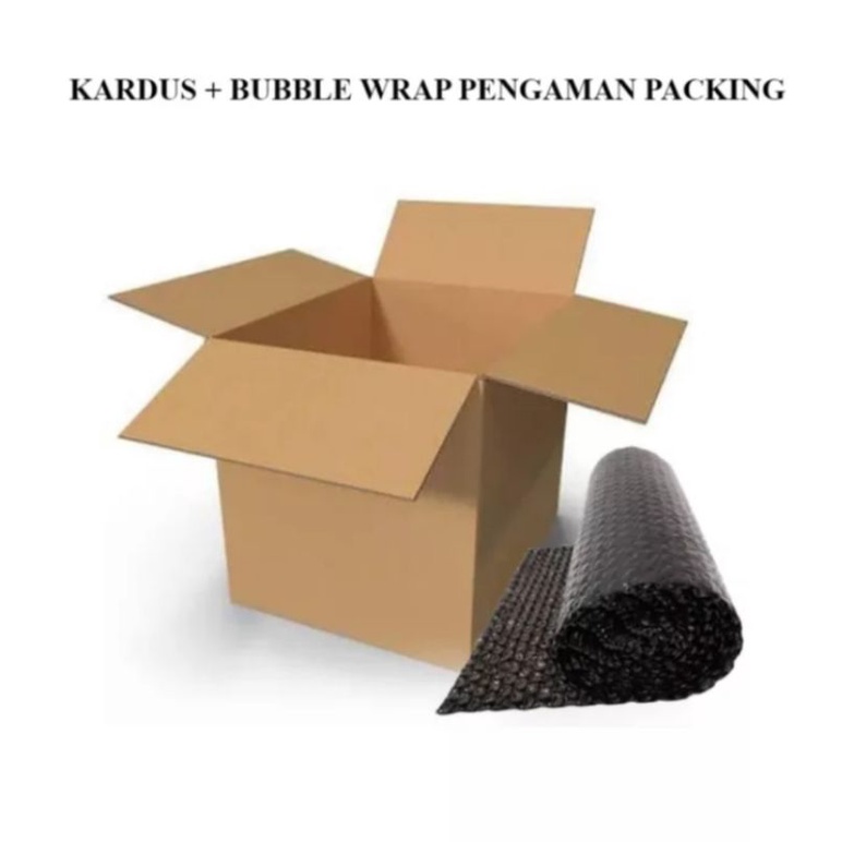 

kardus + bubblewrap packing, wajib