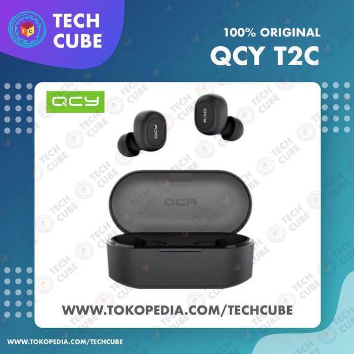 Spesial QCY T2C QS2 Binaural Mini Bluetooth 5.0 Earphone TWS Alt QCY T1C - Hitam Eksklusif