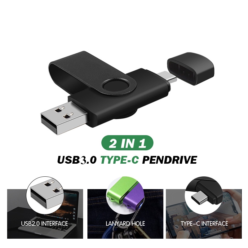 Rotatable smart Type C OTG 3.0 usb flash drive 128G 64G 32G 16G pen drive Thumb drives memory stick android otg usb key