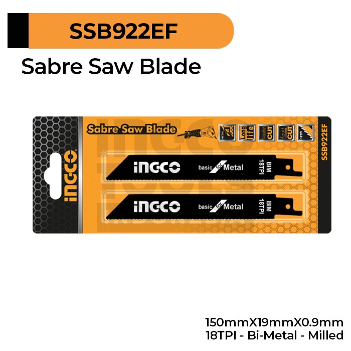 2-Pcs Sabre Saw Blade (Metal 18TPI) INGCO SSB922EF Mata Gergaji Kayu Saber
