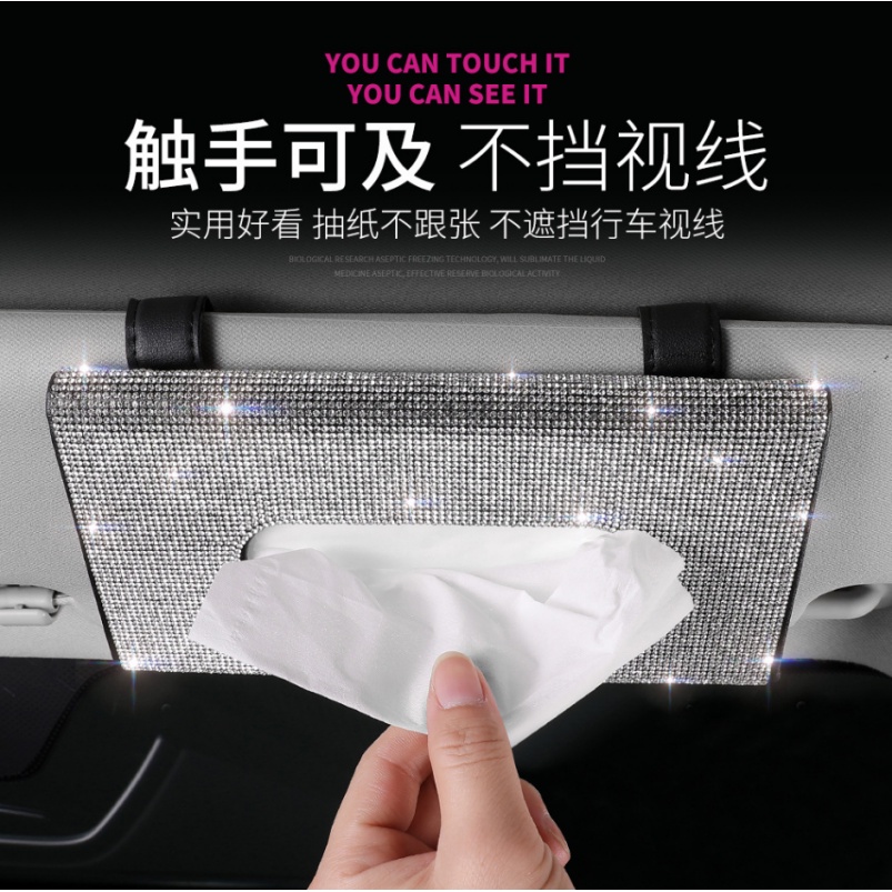 Tempat Kotak Tissue Tisu DAD FULL BLING Jepit Gantung Sunvisor Pintu Mobil