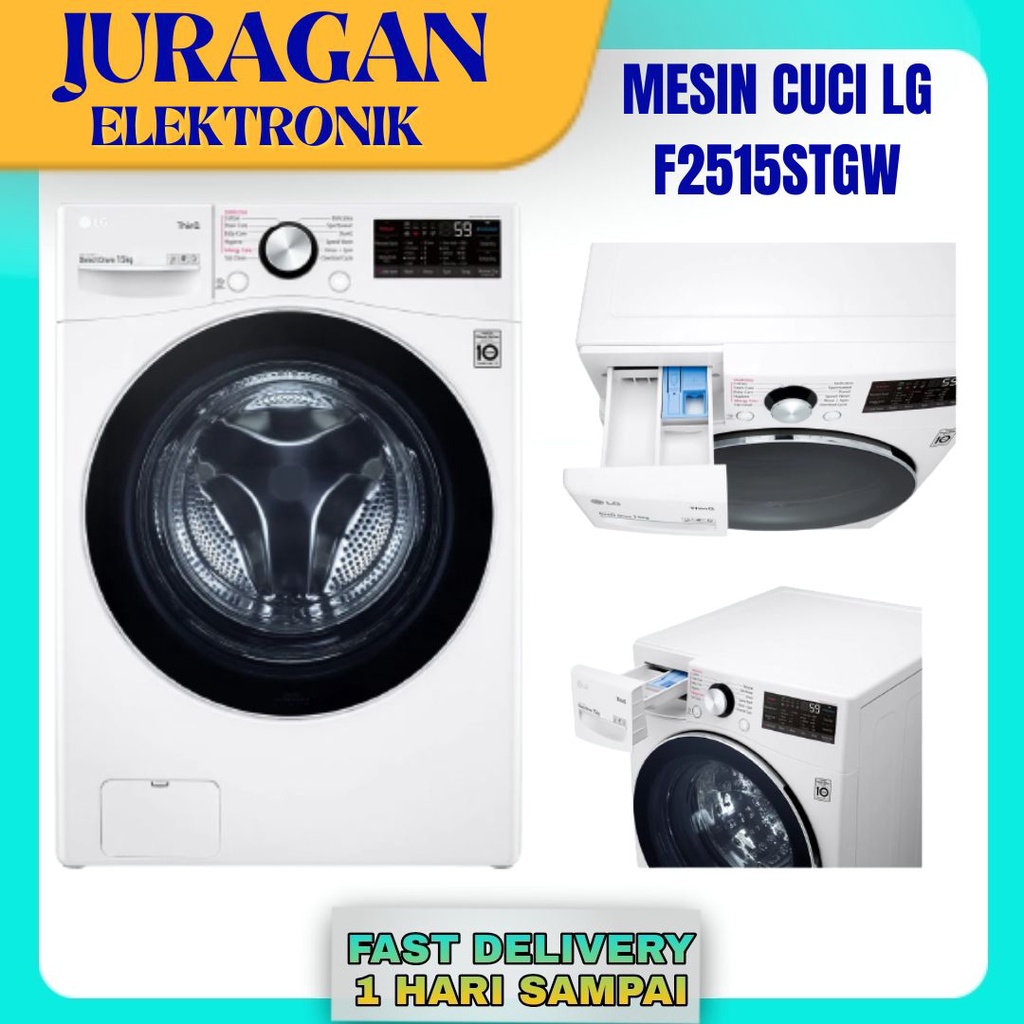 PROMO MESIN CUCI LG FRONT LOADING  F2515STGW 15KG AI THINQ WIFI