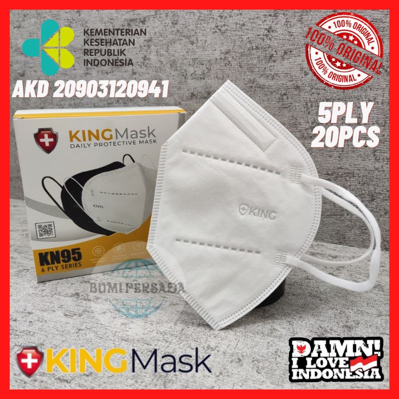 Kingmask Masker Kn95 Emboss King 5ply Premium Kemenkes AKD KN 95 isi 20 pcs 5 ply