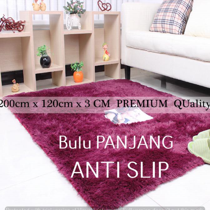 Produk Unggulan Karpet Lantai Bulu Korea 200 X 120 Cm Tikar Elegan Cantik Import Murah - Merah