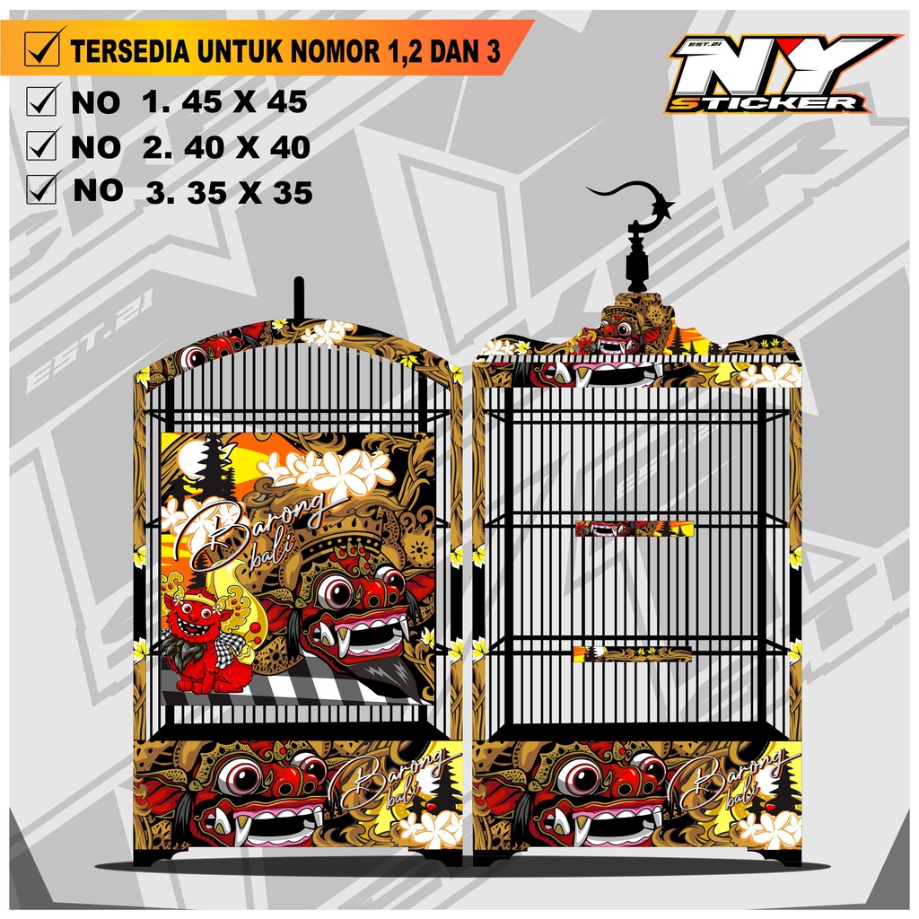 Stiker Decal SANGKAR KOTAK - Dekal Sangkar Burung Kotak Ebod Kosan Desain Barong 003
