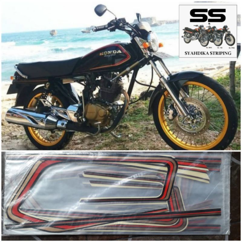 STIKER STRIPING LIS BODY HONDA GL MAX SERIES PLATINA THN 1984 1985 HITAM