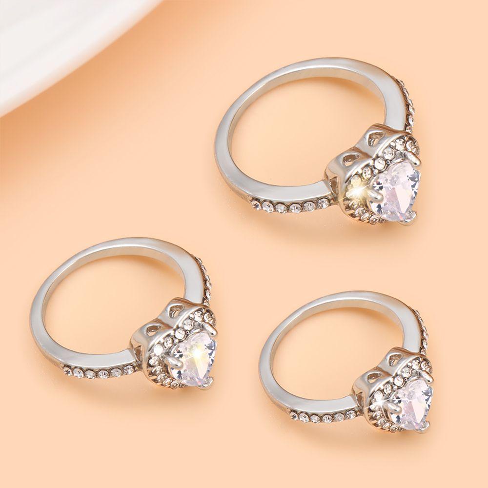 Preva Cincin Kawin Berlian Ukuran 5-10 Perhiasan Wanita Klasik Alloy Pertunangan