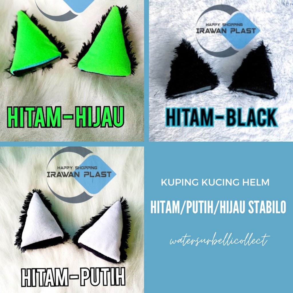 watersurbellicollect ❤ kuping kucing HITAM/PUTIH/HIJAU STABILO | Kuping kucing helm neko / aksesoris