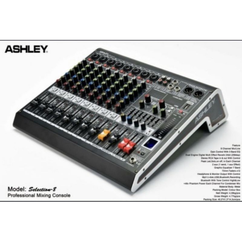 mixer Ashley 8 channel selection-8 bluetooth USB Equlizer original