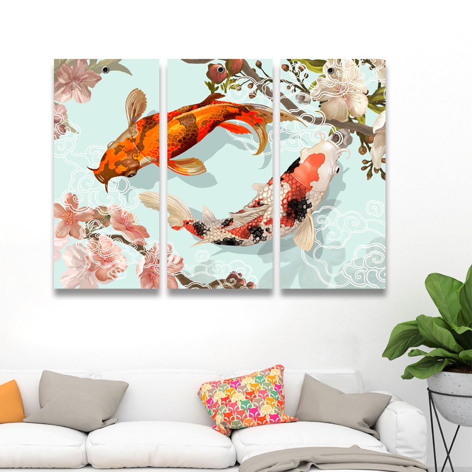 Wall Decor Poster Wall Art Hiasan Dinding Puzzle 3 Panel Poster Ikan Koi A2f0007 Shopee Indonesia