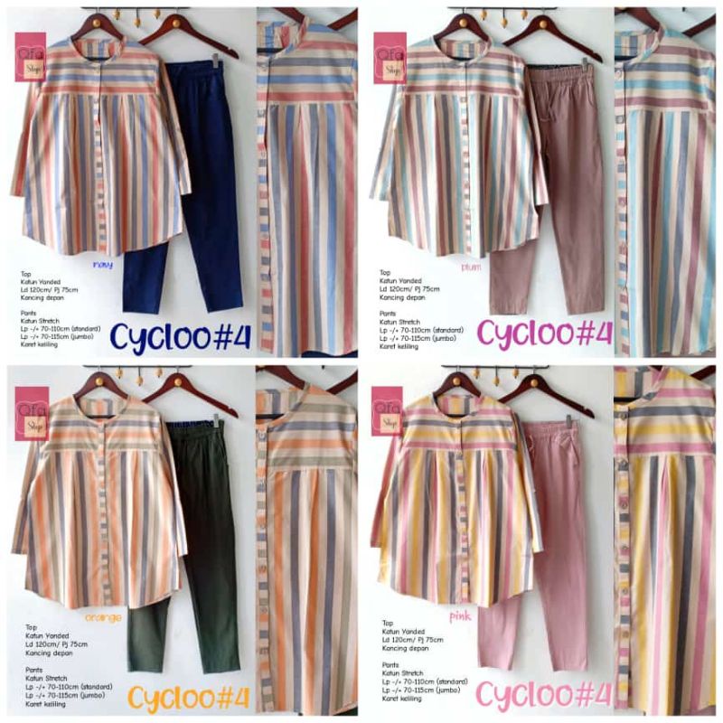 cycloo#2 SET (SATU SET ) setelan wanita atasan salur / setcel jumbo / maga set / Richie#2