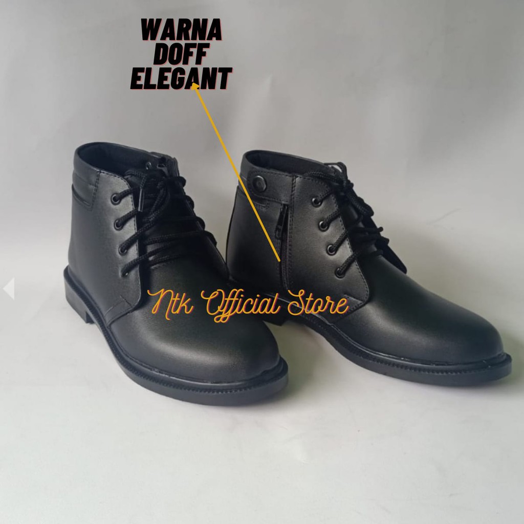 Sepatu Pdh DOFF TNI Kombinasi Resleting Tali Dan Klik Dinas Resmi Boots Kerja Instansi Security Satpam Pramuka Paskibra - KY03