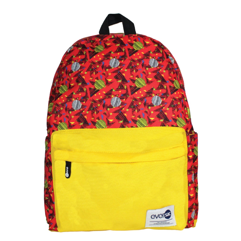 Tas Ransel / Tas Sekolah / Backpack Eversac Red Geomatric Yellow