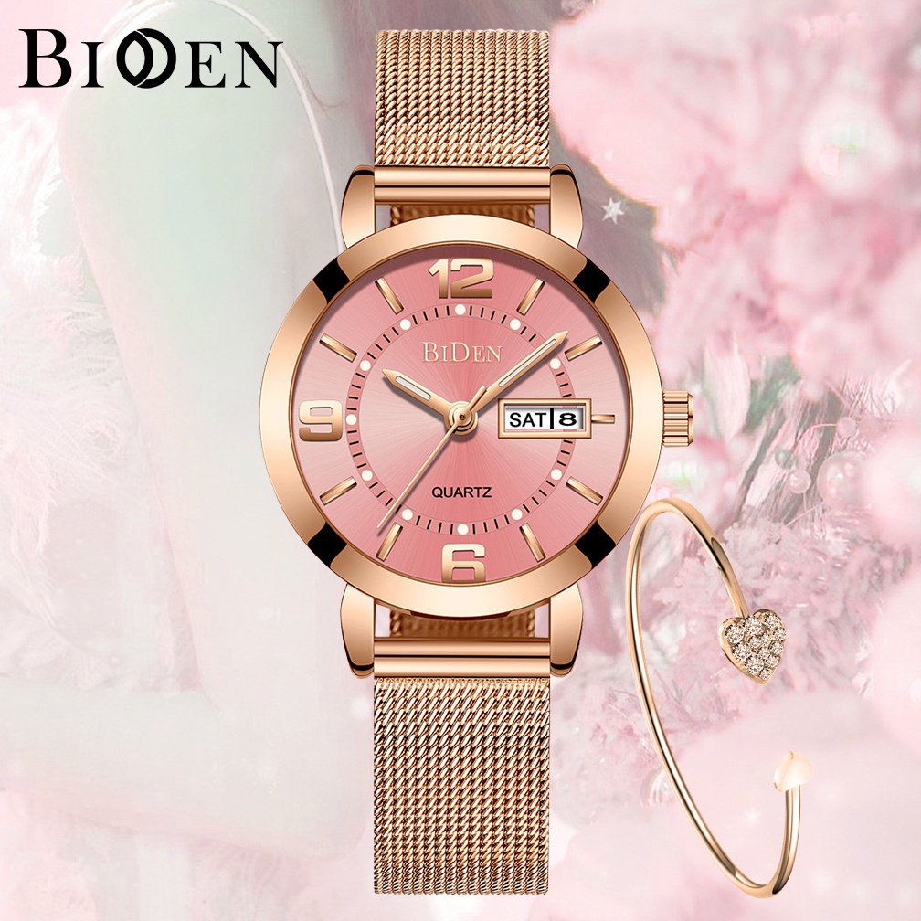 BIDEN Jam Tangan Wanita Original Tahan Air Terbaru 2022 Mode Elegan Retro Vintage Cewe Jam Tangan Ce