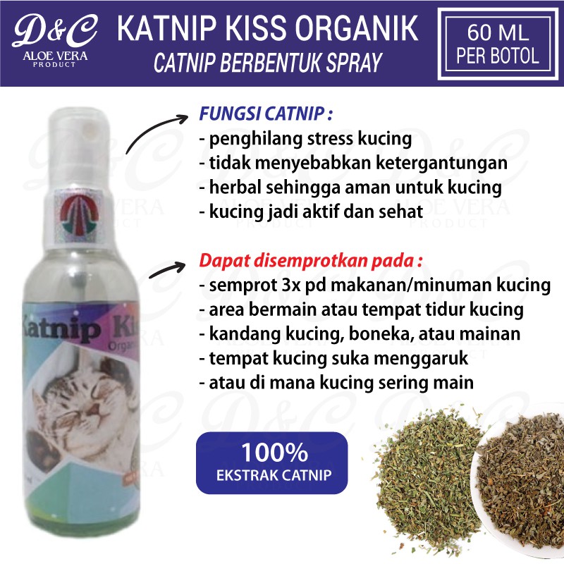 Spray Catnip Organik Aman 100% Ekstrak Catnip Penghilang Stres Kucing Katnip Kiss