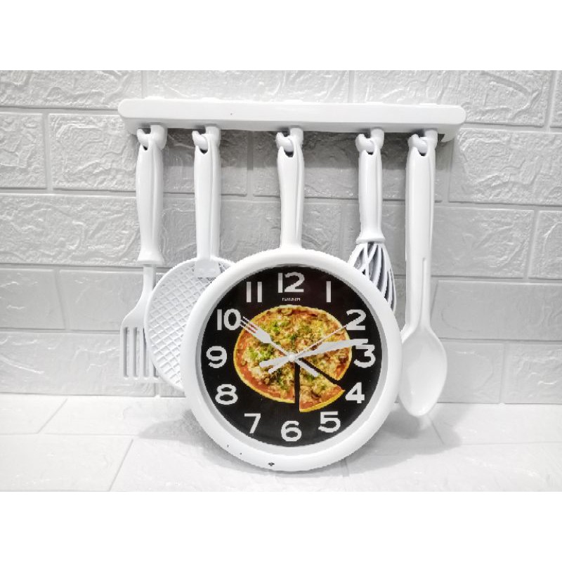 jam dinding platinum 7353/jam dinding unik/jam dinding motif pizza/jam dinding dapur,/jam dindingart-1