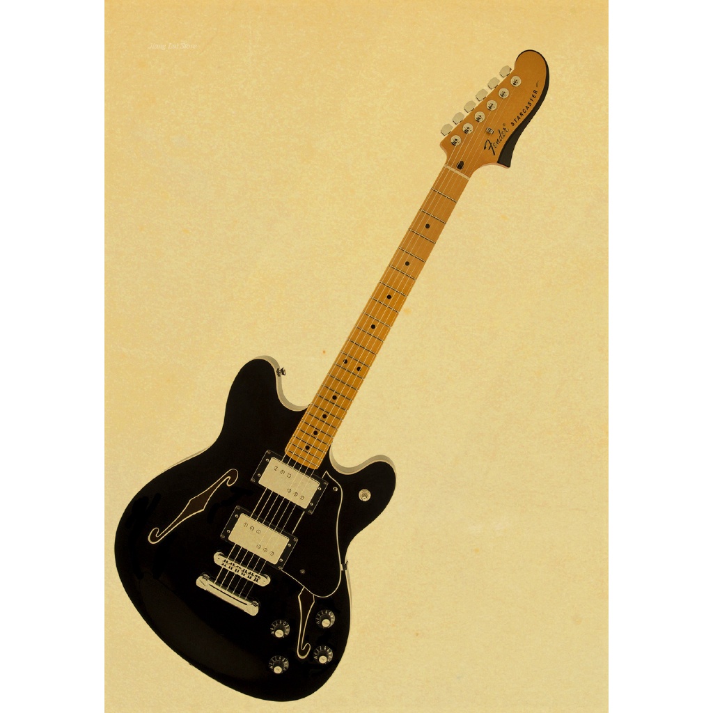 Poster Stiker Dinding Desain Gitar Klasik Gaya Vintage Retro Untuk Dekorasi Rumah