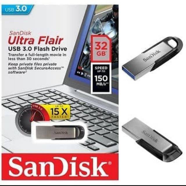 SANDISK FLASHDISK 32GB ULTRA FLAIR CZ73 USB 3.0 UP TO 150