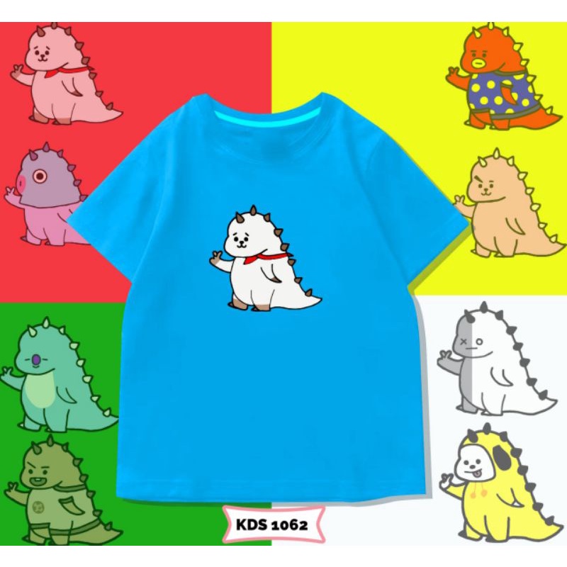 KAOS ANAK BT21 DINO UNISEX PEREMPUAN&amp;LAKI-LAKI/KAOS ANAK BTS DINO COTTON 24S